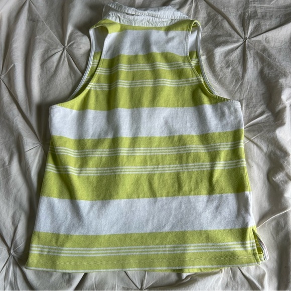 Maeve By Anthropologie Vintage Small Green and White Striped Polo Shirt - Picture 6 of 7
